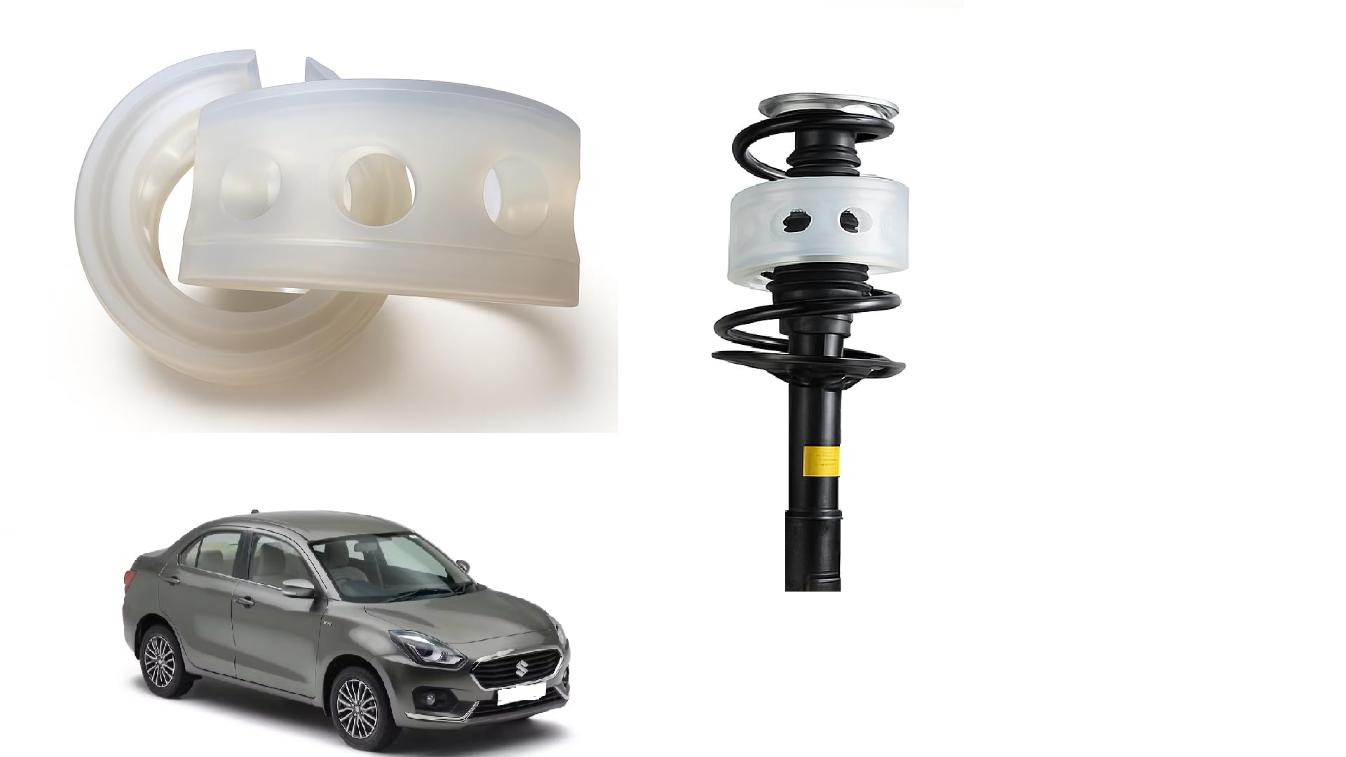 Autoclean Front Car Coil Spring Buffer Kit For Increasing Car Height, Car Cushioner, Shock Absorber And Stabilizer Suspension Accessories For Swift Dzire (2008-2016)- Size B-picture-11