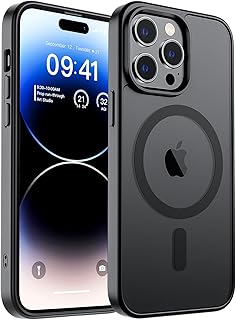 SUPFINE Magnetic for iPhone 14 Pro Max Case (Compatible with MagSafe) (Military Grade Drop Protection) Slim Translucent Matte Shockproof with Anti-Fingerprint Phone Case,Black