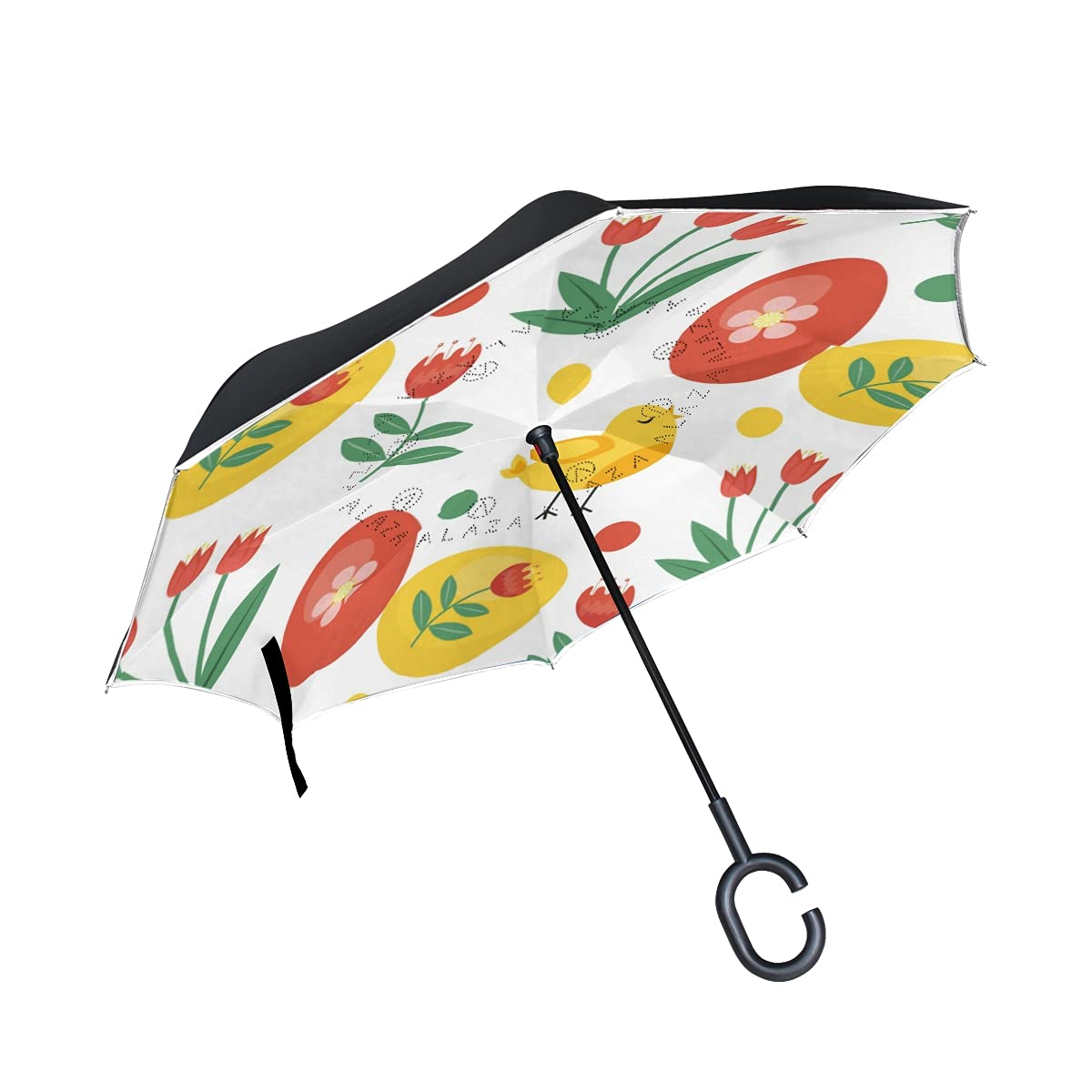 Parapluie inversé coupe-vent et anti-UV résistant à motif de Pâques - 7