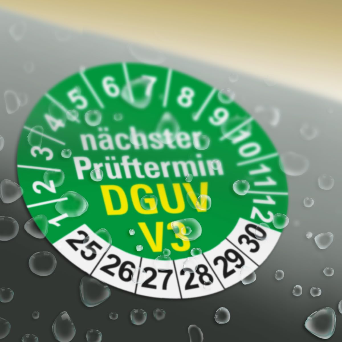 Hochwertige Prüfetiketten DGUV V3 Prüfung Ø 30mm - Selbstklebende PVC-Folie - Wartungsetiketten für Prüfung - Prüfplakette für Prüfungsnachweis (1000 Stück)