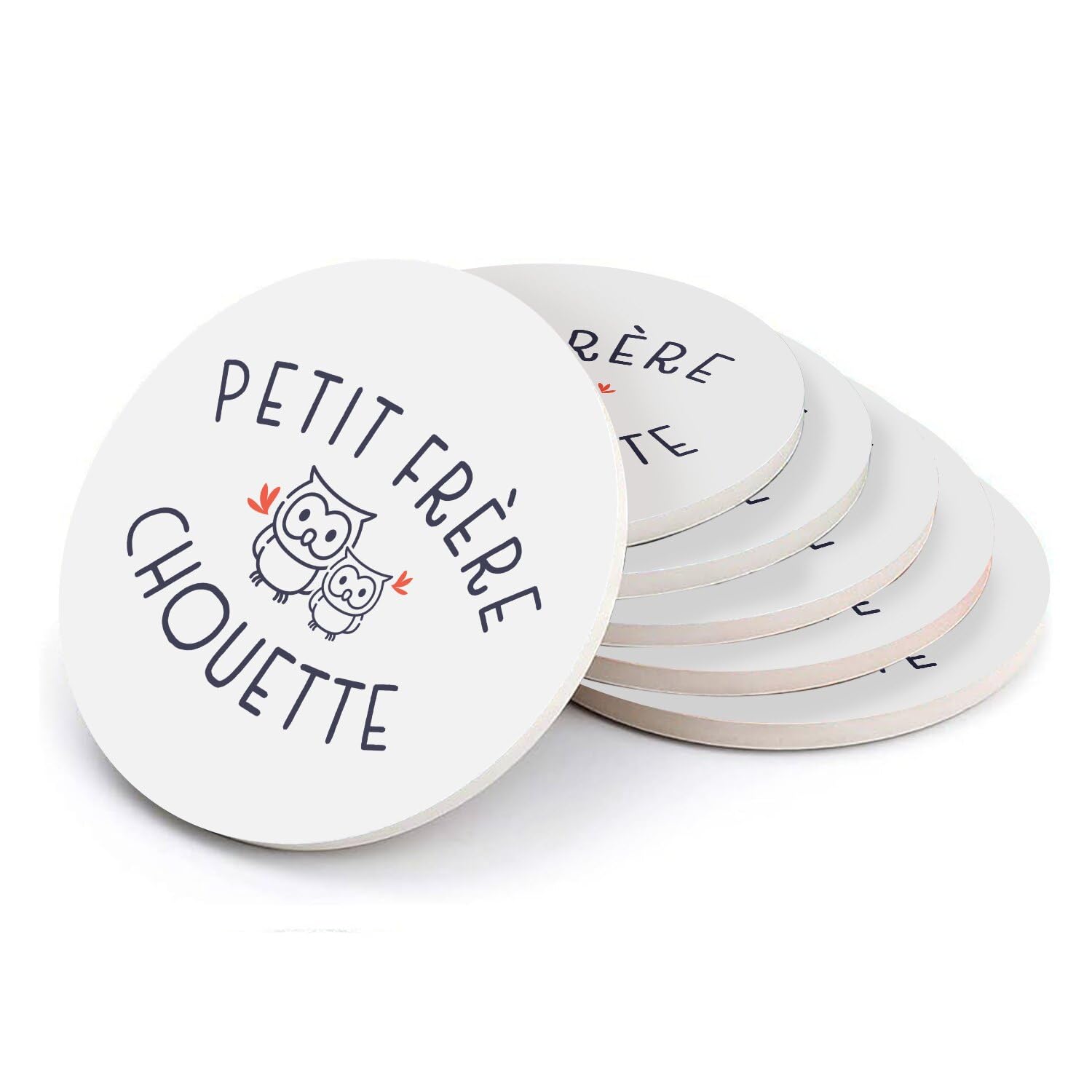 Sous verre ronds en céramique mignon animal chouette lot de 6 dessous de table salon