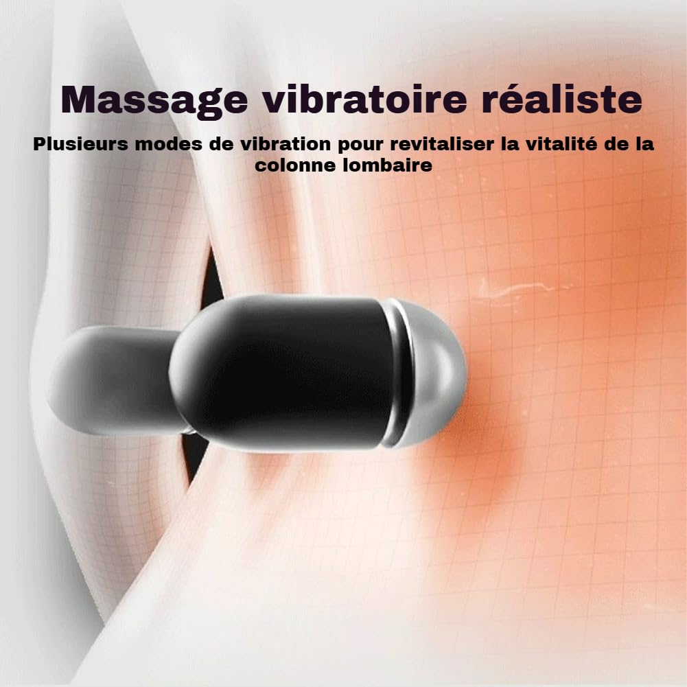 Masseur LombaTech | Thérapie du dos 3 en 1,Massage lombaire thérapie du dos 3 en 1,avec Fonction Chauffante,soutien dorsal ergonomique,alignement de la colonne vertébrale, sommeil (Rechargeable, Noir)