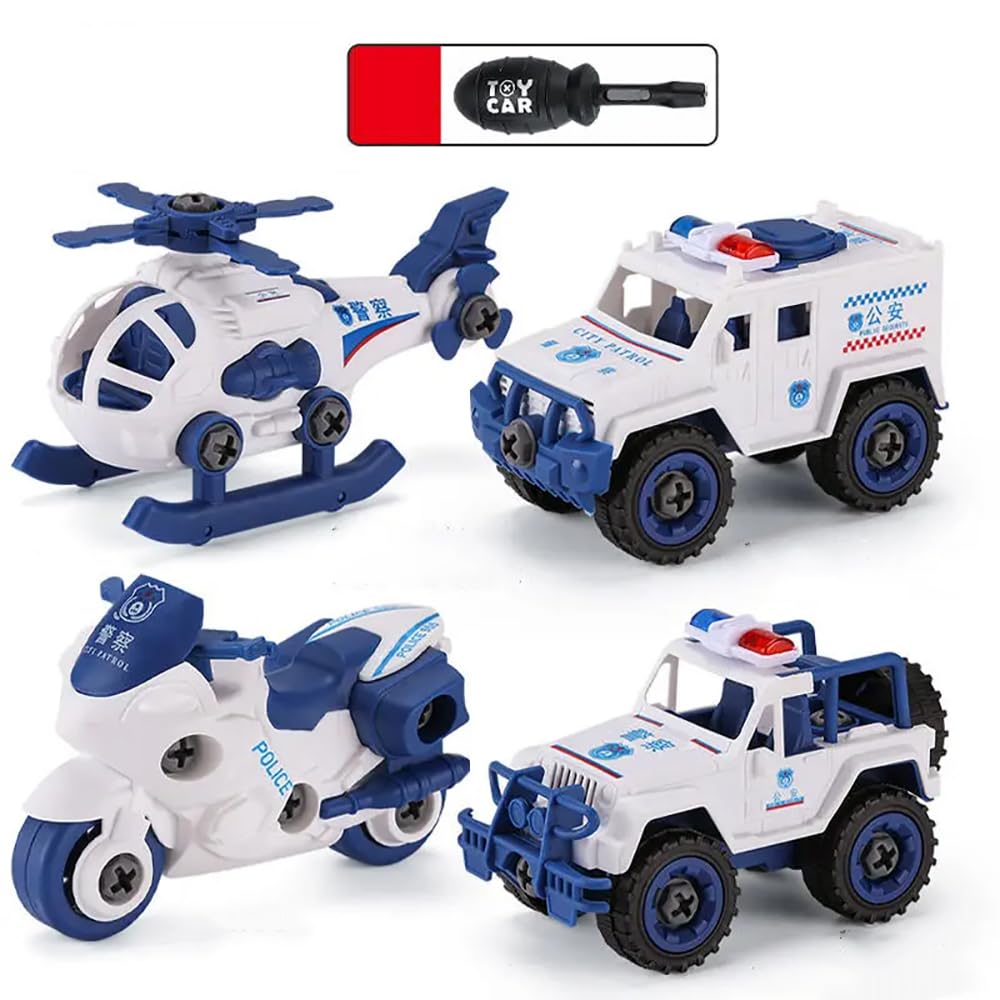 DEUSON ECOM Police Vehicle Set Sport Bike Jeep Public Security Van and Helicopter with 1 Screwdriver Assembly and Disassembly for Toddler 3+ Years Kids Boys Girls (B0D3GQ3FBB) Amazon Price History, Amazon Price Tracker