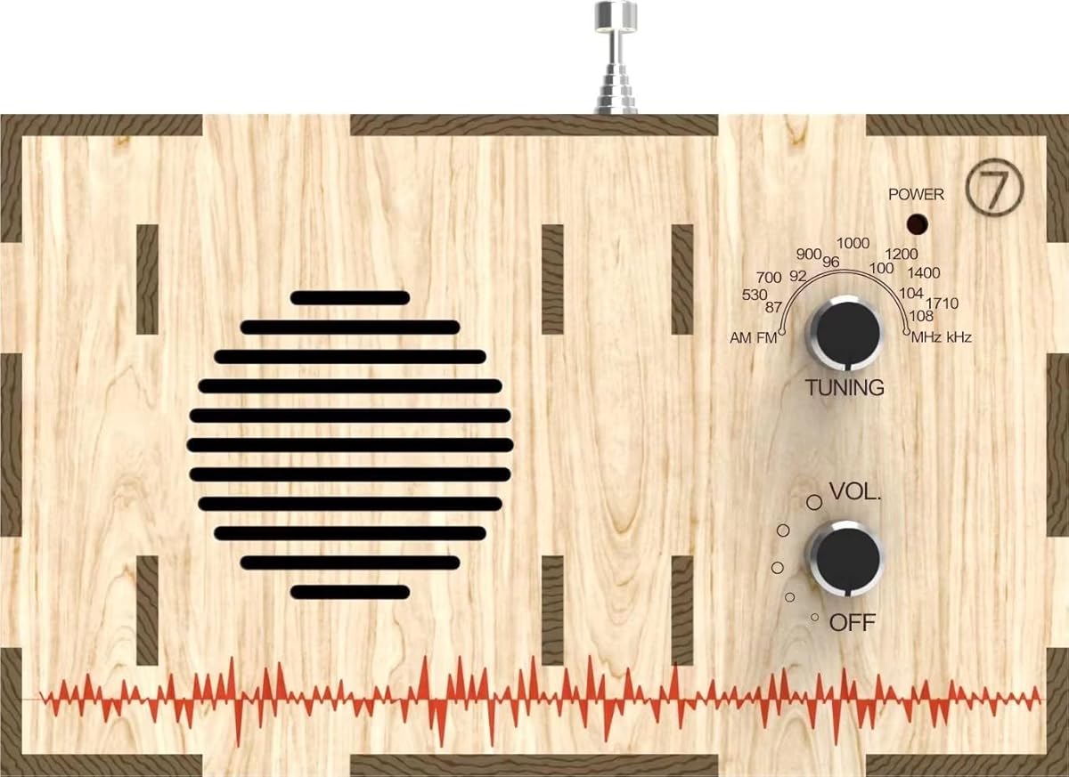 Kaito DIY‑63 Tool‑Free Wooden AM/FM Radio Kit Buildable Electronics DIY Gift