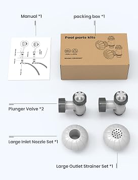 POOLHACKER Above Ground Pool Parts Kit, Plunger Valve, Nozzle & Strainer