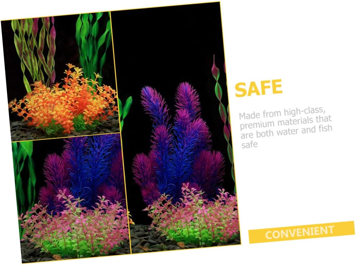 Angoily 28pcs Aquarium Simulation Grass Plants Plastic Faux Plants for Natural Fish Tank Decoration for Aquatic Landscapes and Freshwater Environments