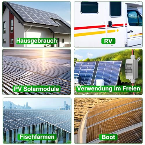 CNLonQcom DC Trennschalter PV Anlage 1000V 40A Sicherungsautomat 2polig IP65 Wasserdicht mit Kabel und Haken für Solarmodule Einspeisesteckdose Balkonkraftwerk