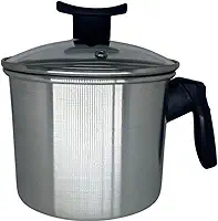 Fervedor Leiteira de Alumínio Escovado com Tampa de Vidro Temperado, 1700 ml, 14 cm, Cabo e Puxador em Baquelite