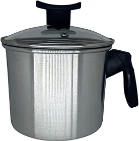 Fervedor Leiteira de Alumínio Escovado com Tampa de Vidro Temperado, 1700 ml, 14 cm, Cabo e Puxador em Baquelite
