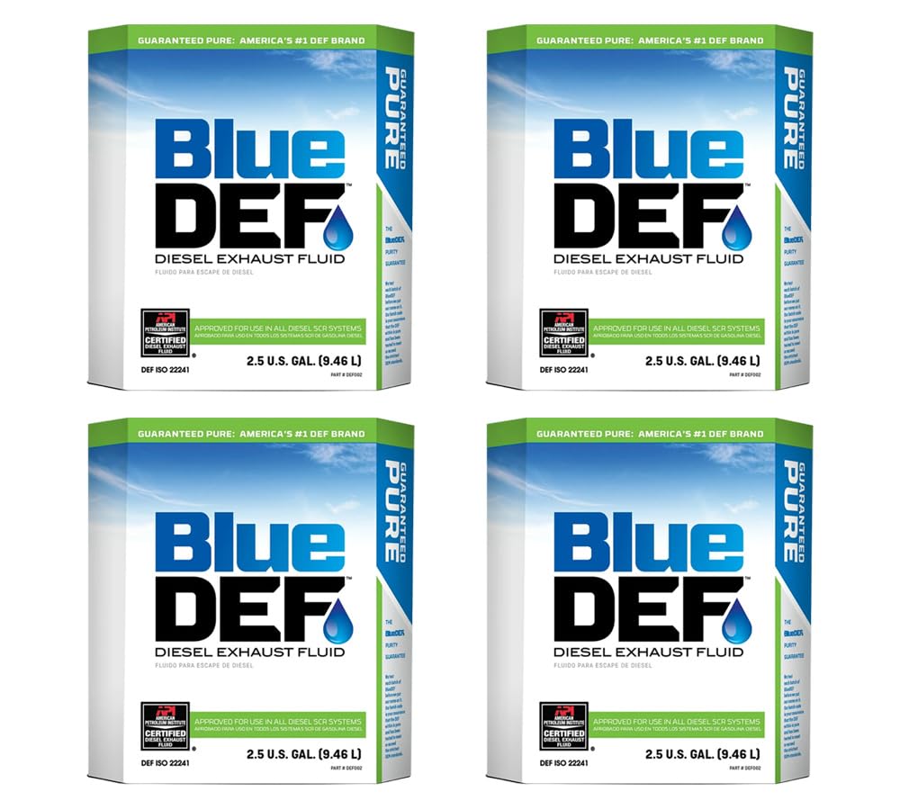 Mytee Products (4 Pack Blue Def Diesel Exhaust Fluid 2.5 Gallon for All Diesel SCR Systems - Emissions Reduction - 300 Miles Per Gallon Approx