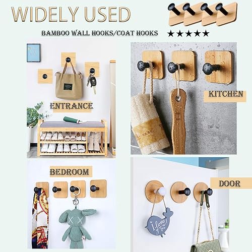 Miniatura 4 de BeiLeiNiceHK Ganchos de pared autoadhesivos para colgar resistentes, pequeños ganchos decorativos adhesivos sin clavos, lindos ganchos negros de