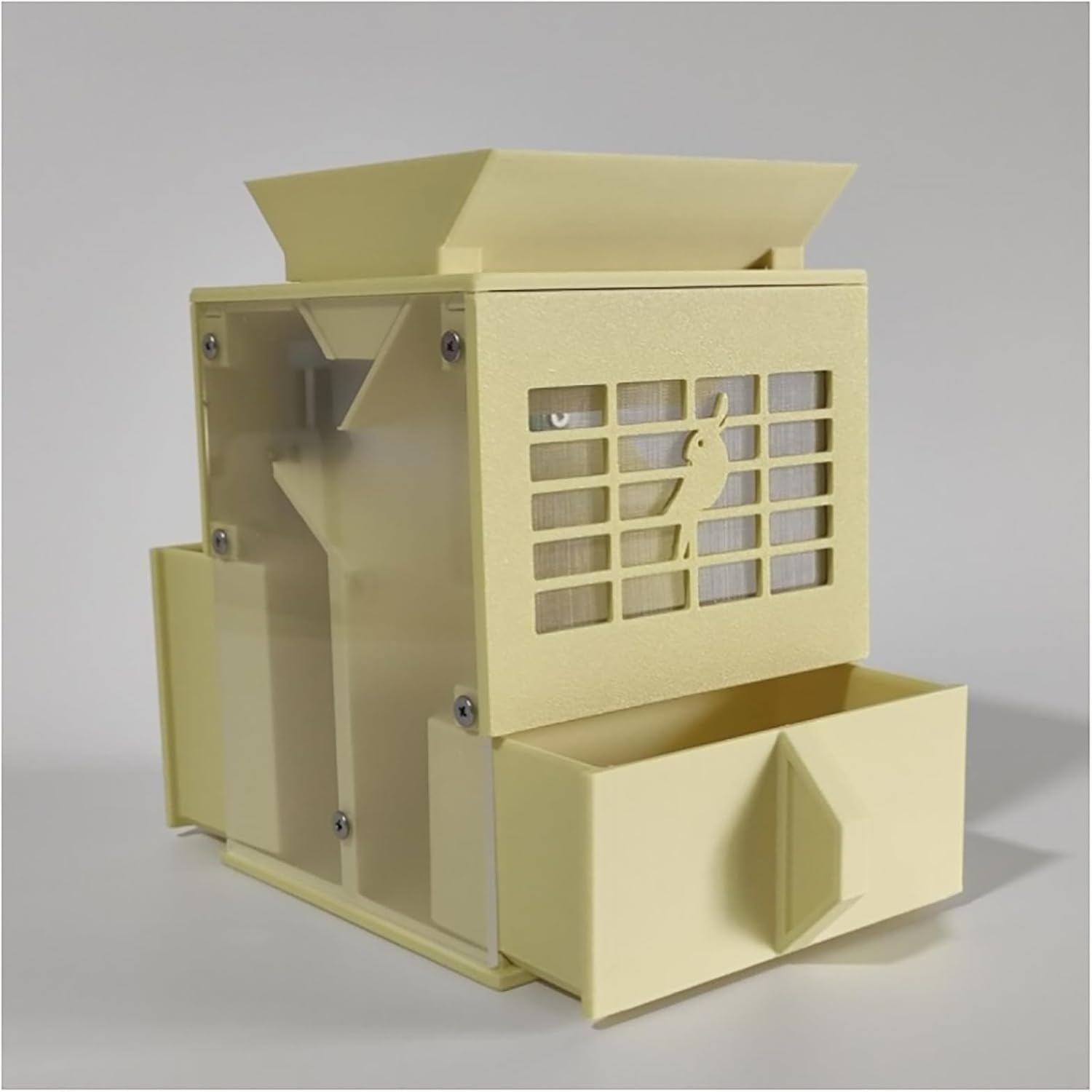 Bird Feed Blown Shell Splitter with Drawer and Fan, Grain Cleaning Winnower Machine, Translucent 3D Printing, for Millet, Miscellaneous Grains, Melon Seeds