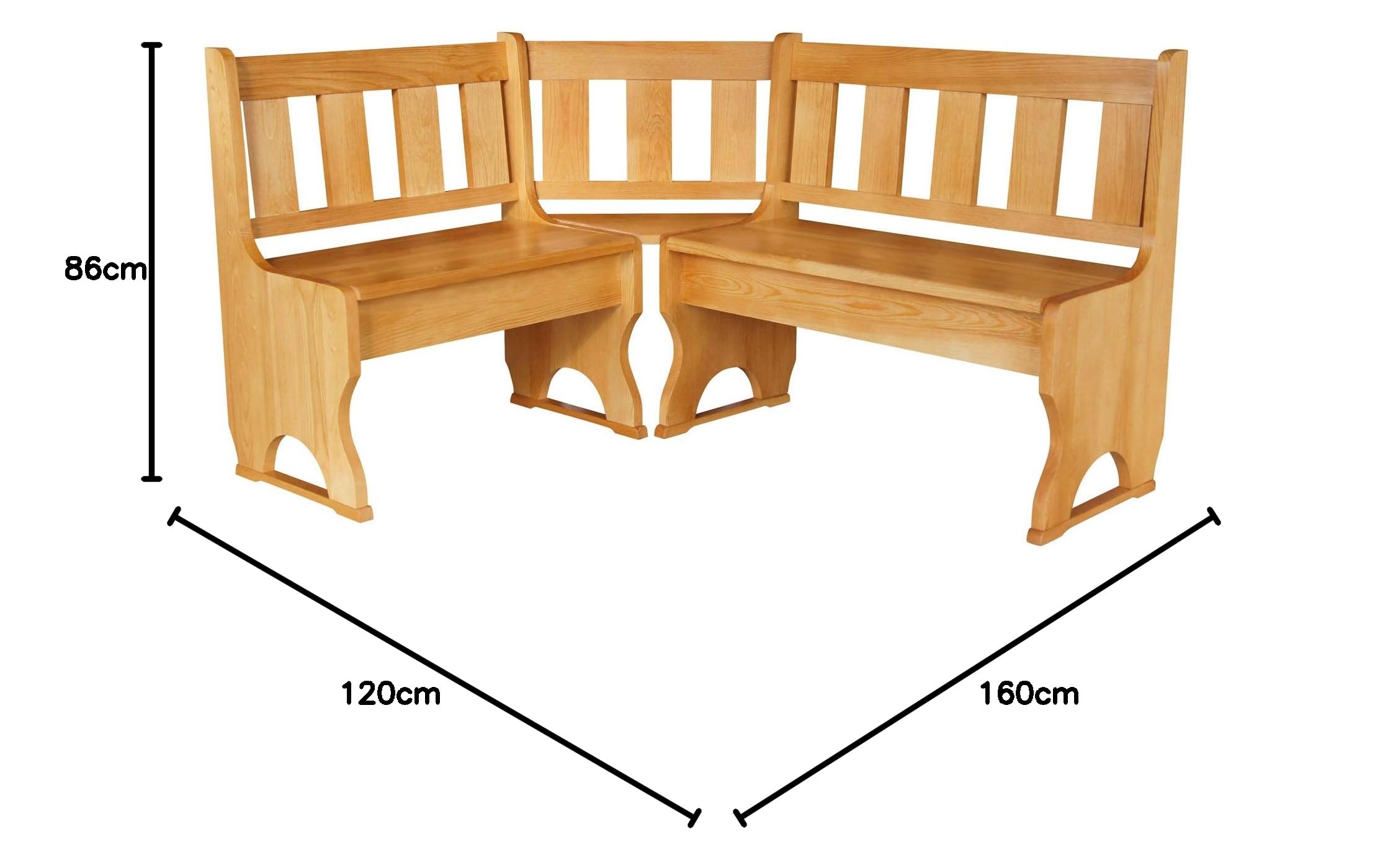 Koma Cassapanca angolare in legno di pino massiccio