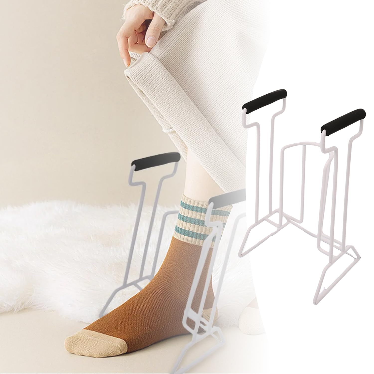 Infila Calze Per Anziani,Infila Calze,Infila Calze In Acciaio Per Anziani Facile Da Usare - Infila Calze Elastiche Compressive Per Anziani,Adatto a Donne In Gravidanza,Con Mobilità Ridotta