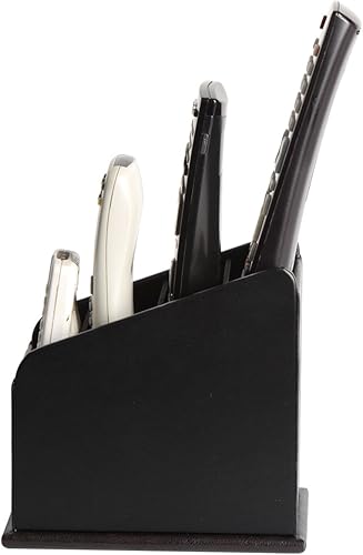 Miniatura 3 de JACKCUBE DESIGN - Soporte organizador de cuero negro con 4 compartimentos, controlador de guía de TV, caja de almacenamiento multimedia - MK292A