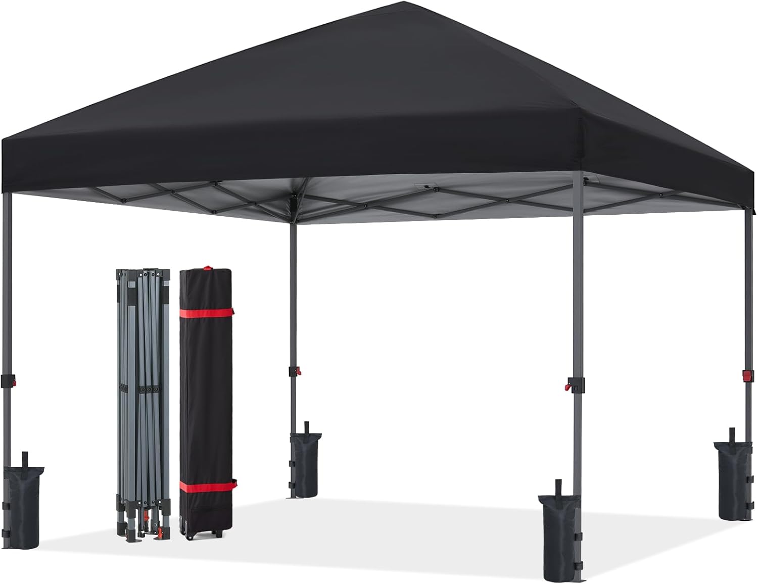 ABCCANOPY Pop Up Canopy - Outdoor Patio Portable Canopy Tent Heavy Duty for Backyard and Deck with 4 Sandbags(Black, 10x10) Black 10x10