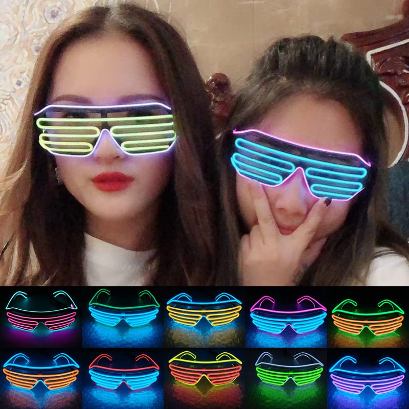 MIDYUID Occhiali Luminosi El Wire Shutter Neon Rave Occhiali