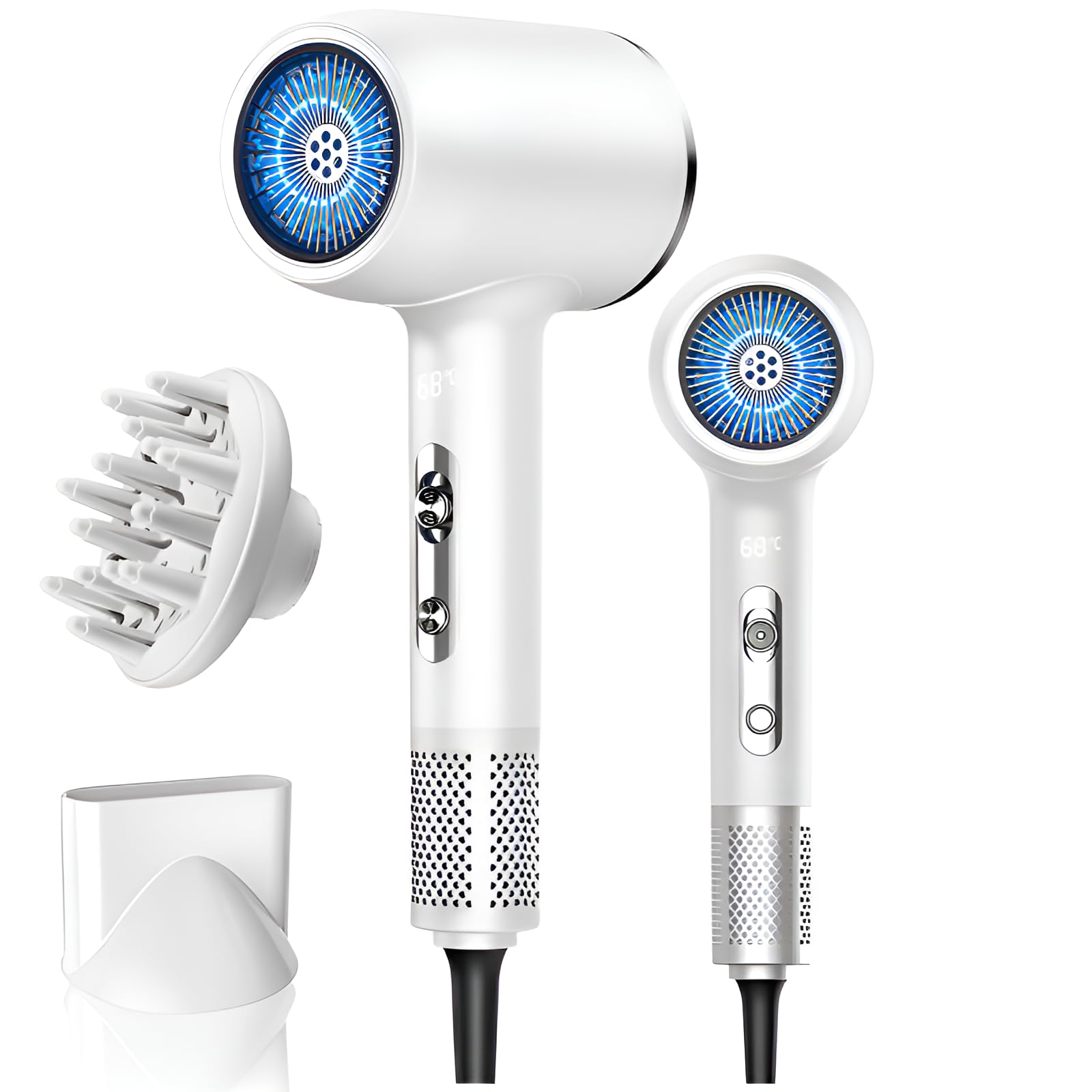 Hair Dryer Essence Hair Care Professional LCD Temperature Display 110V 3 Speed Settings- White