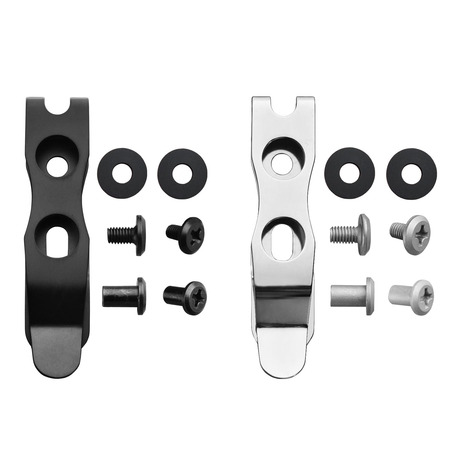 Harnds Clip Accessories for Knife Sheath, 66.5 mm Belt Clip for Sheath, Mounting Hole Spacing of 17-21 mm, Knife Sheath Accessories, Pack of 2 (Polishing + Black)