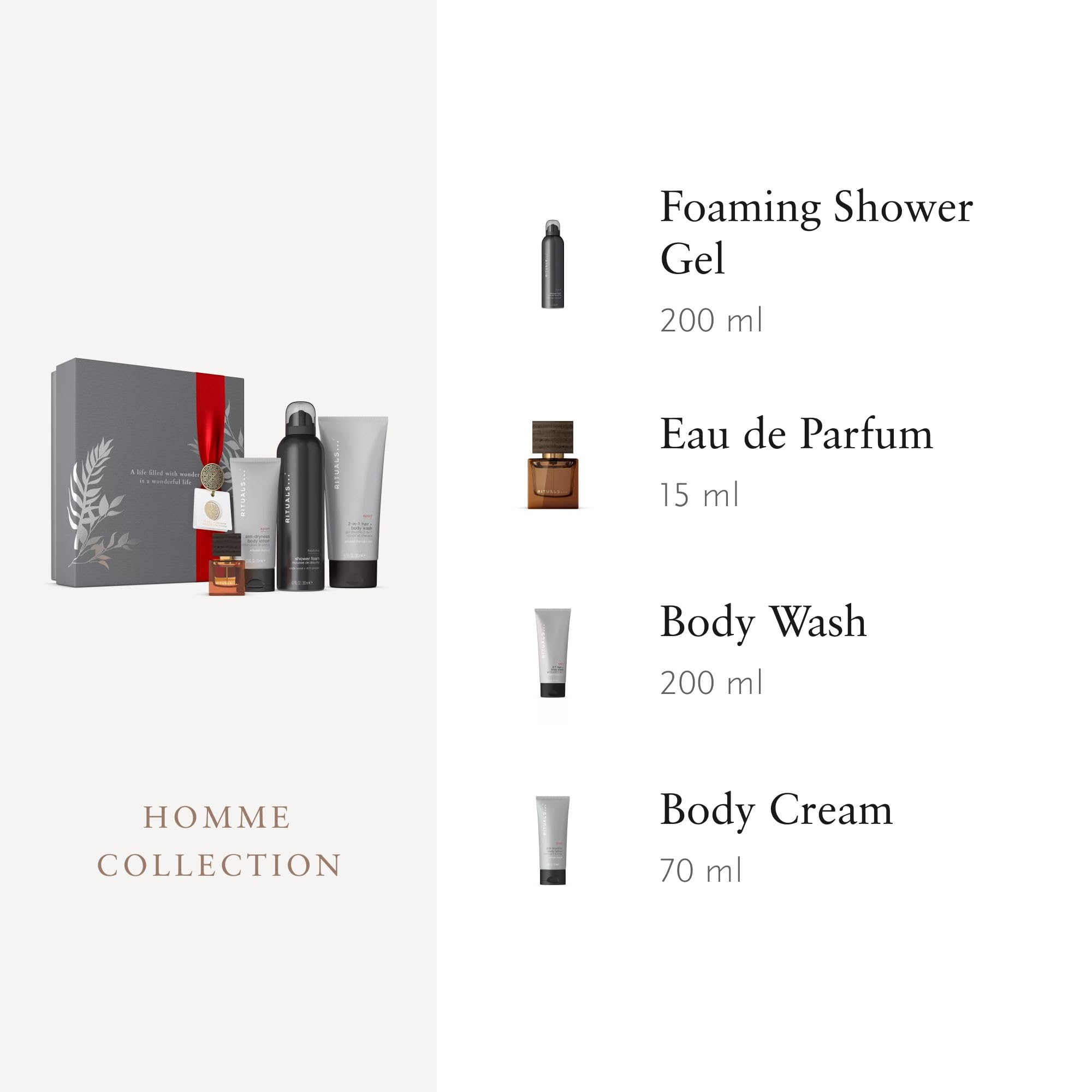 RITUALS Caja de regalo Homme, Medium – Set de baño para hombre con productos para el cuidado de la piel con bambú, menta y madera de cedro – Propiedades estimulantes