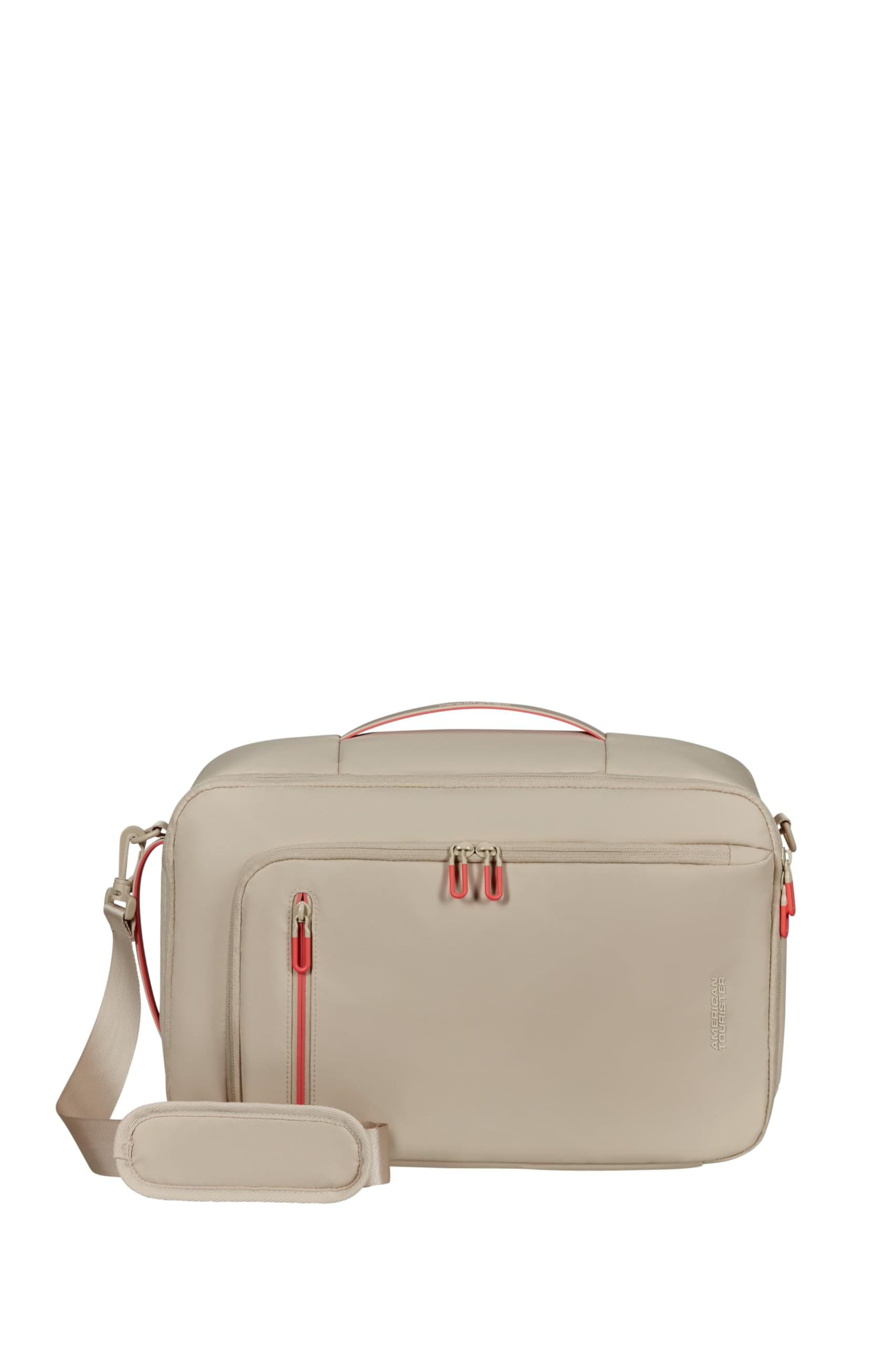 American Tourister Puffypop - Damen Untersitz Handgepäck (40 x 25 x 20 cm, 21 L, 0.70 kg) - Vielseitige 3-Way Kabinentasche, Flugzeug-Rucksack mit Laptopfach 14" - Beige