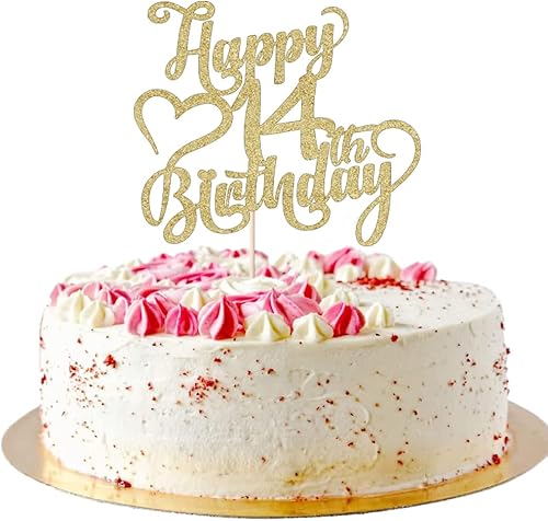 Miniatura 13 de Decoración para tarta de cumpleaños número 15 con purpurina dorada – 15 aniversario/cumpleaños – Hello 15, Cheers to 15 años, 15 & Fabulous Cake