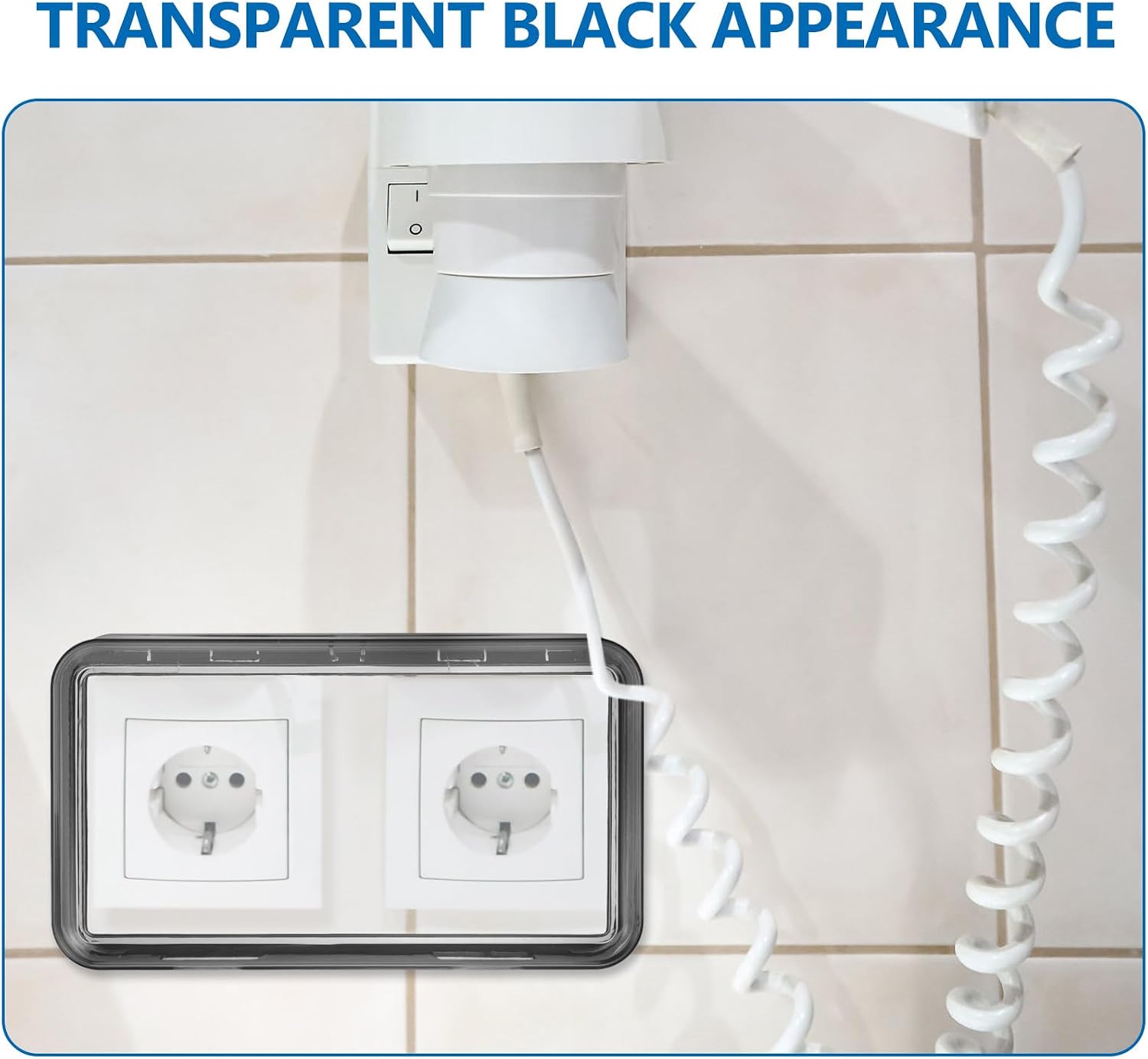 Waterproof Wall Switch Cover with Self-Adhesive Backing, Dual-Gang Protective Outlet Cover for Bathroom and Outdoor Use, Black Plastic Weather-Resistant Socket Protector