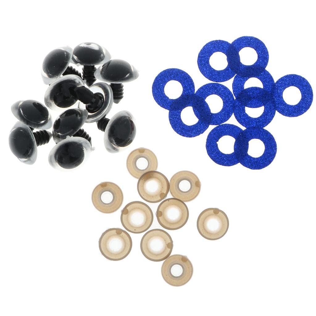 UJEAVETTE® 10Pcs Plastic Safety Toy Eyes + Glitter Nonwovens + Washer 24Mm Dark Blue-image-25