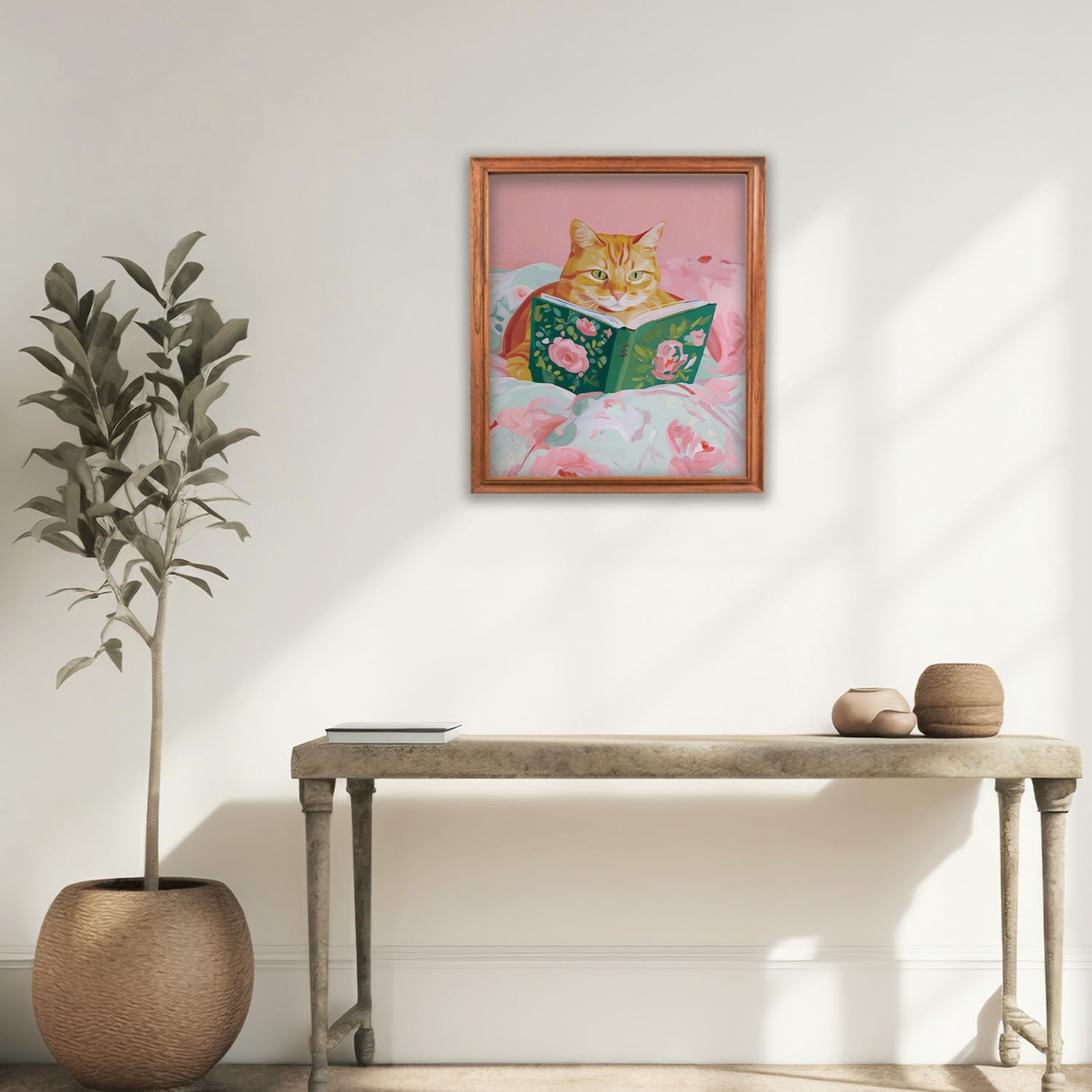 RLTXBUK Vintage Orange Cat Reading Book Diamond Art Kits, Orange Cat Gifts Gem Diamond Painting Art Kits for Adults Beginners, Book Lovers Reader Gifts, Reading Room Decor 9.8x11.8 Inch image 4