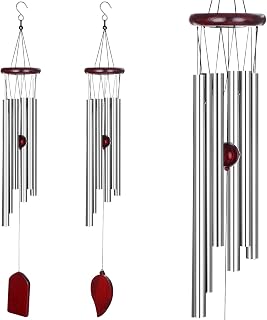 2 PCS Wind Chimes 27 Inch Outdoor Copper Red Wind Chimes Deep Tone Wind Chime with 6 Hollow Aluminum Tubes Wind Bells for Garden Yark Patio Home Decoration