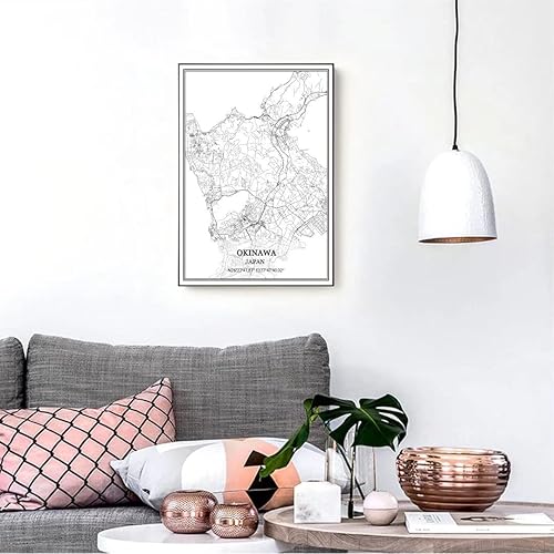 Miniatura 3 de Saitama Japón Mapa Arte de la pared Lienzo Impresión Poster Arte sin marco moderno blanco y negro mapa recuerdo regalo decoración del hogar