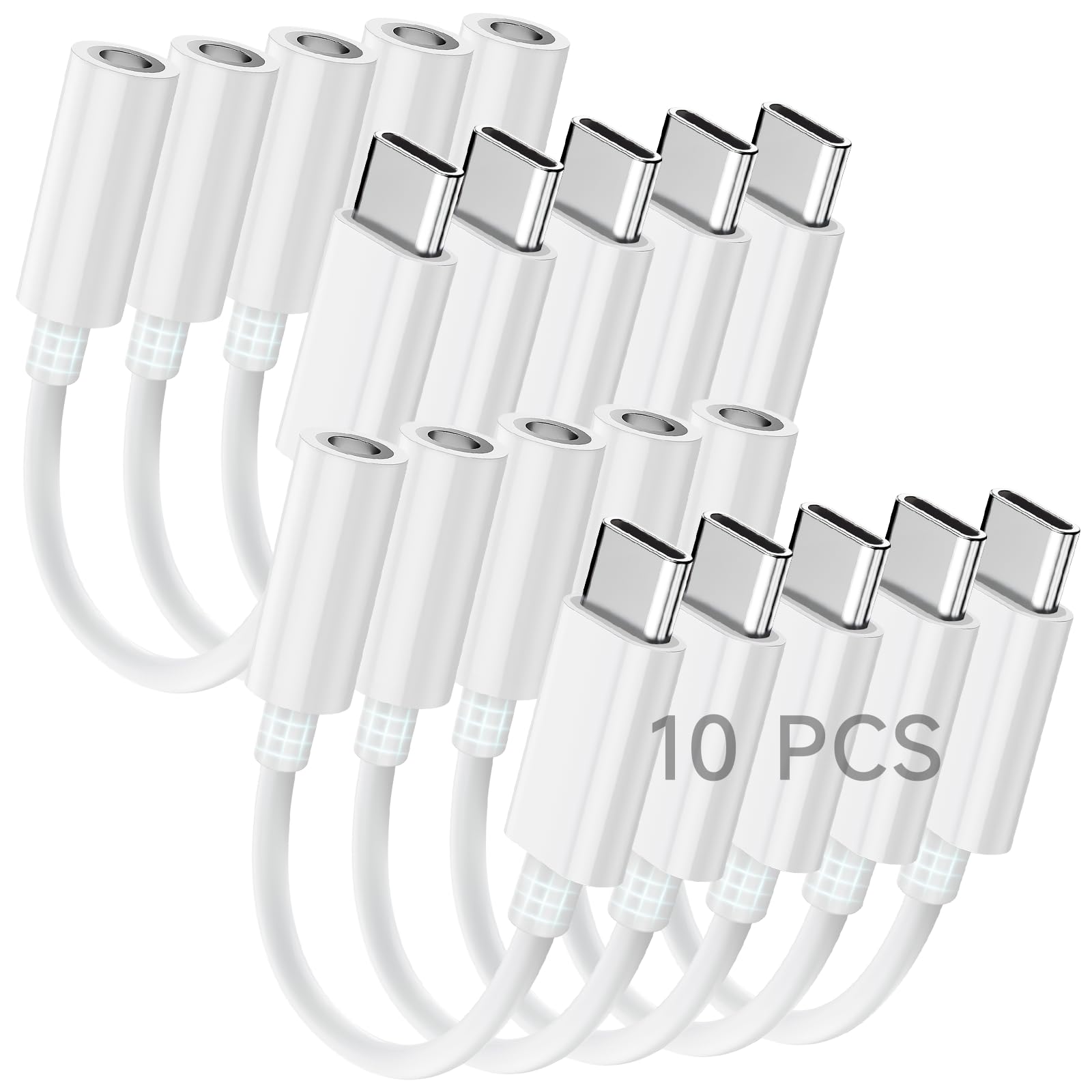 Seulliya USB C to 3.5mm Headphone Jack Adapter for iPhone 17/16/15 Pro/Max, Hi-Res Audio DAC Dongle, 3.5mm Aux Cord Converter for Samsung Galaxy, iPad, Car, USB-C Devices 10Pack