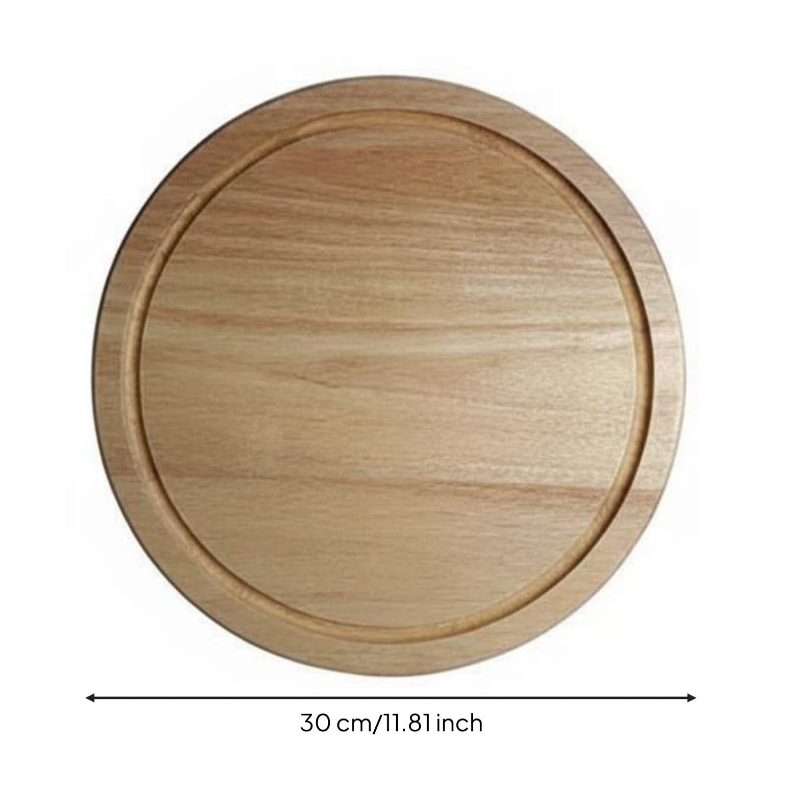 Yajuyi Piatto Pizza Vassoio Legno Supporto Alzata Servizio Tavola Legno di Rubberwood Durevole Stabilità Migliorata Adatto per Ristoranti Pizzerie Hotel, 30CM, Rovere+Scanalatura