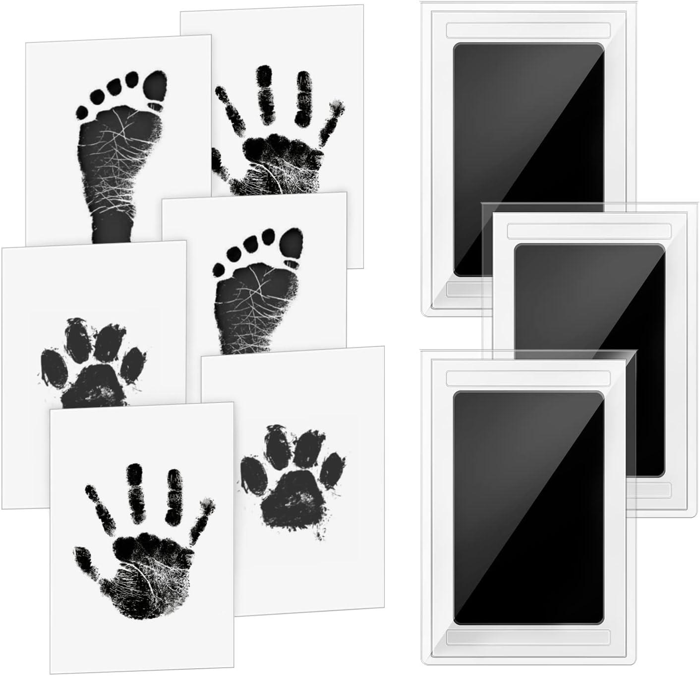 – Baby Handprint and Footprint Ink Kit 3 x Baby Handprint Ink Pads with Clean Touch 6 x Imprint Cards Pet Paw Print Inkless Print Kit Safe Non Toxic for Baby Hand and Feet