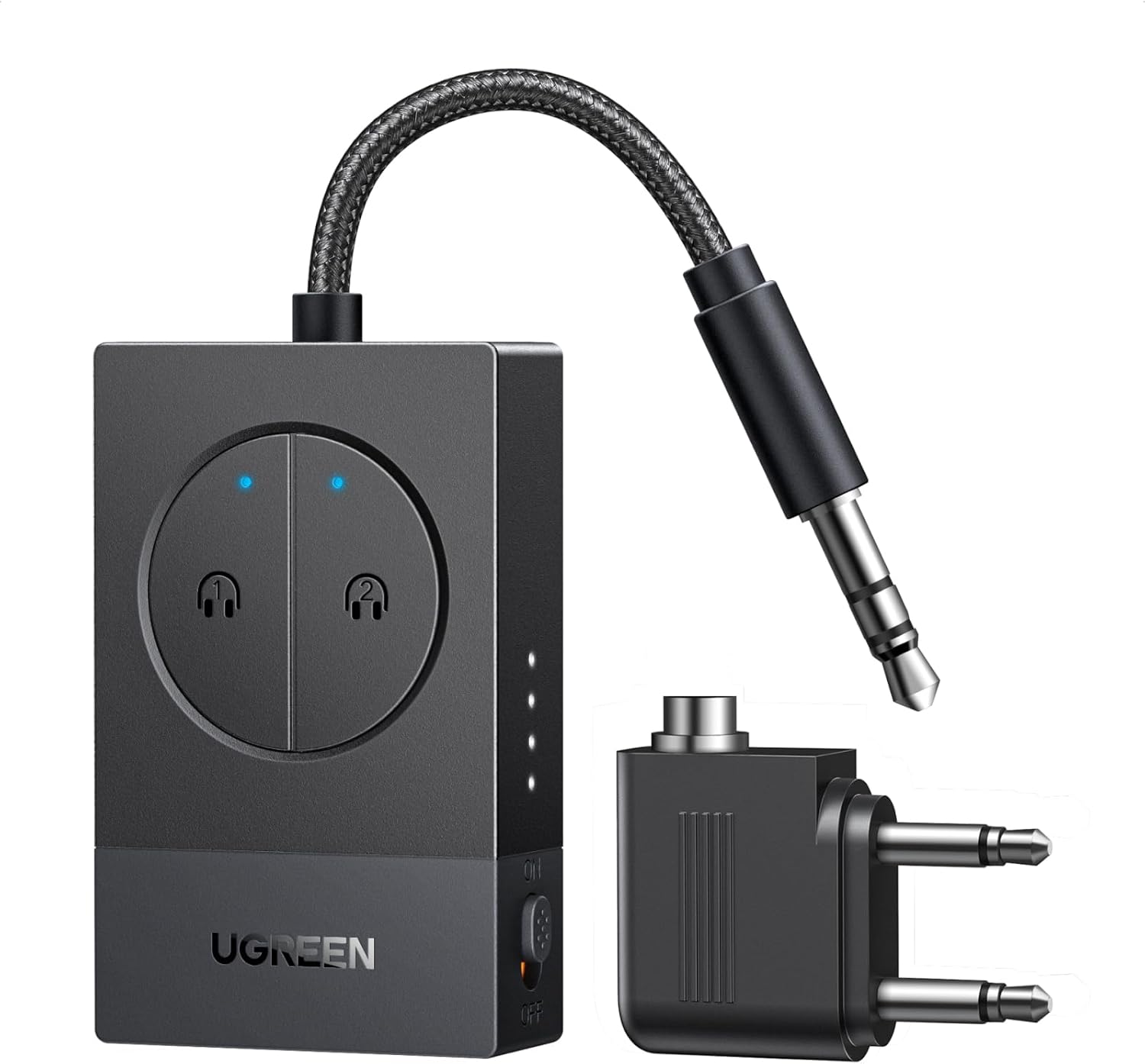 Product image of UGREEN Émetteur Jack Bluetooth 5.4 pour TV Aux 3.5 mm Adaptateur Transmetteur Bluetooth Audio pour Casque Écouteur Avion Enceinte Haut-Parleur