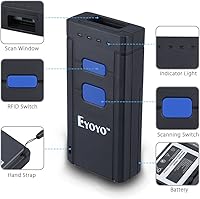 Vista 9 de Eyoyo Mini 1D Wireless Barcode Scanner Bluetooth,3-in-1 Bluetooth&2.4G Wireless&Wired Connection, Portable Inventory Bar Code Reader Compatible with