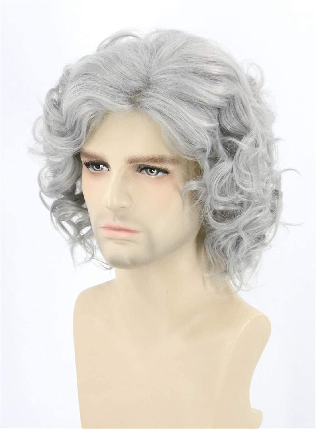 Old Man Wigs Grandpa Cosplay Wig Hair Role Play Halloween Christmas Costume Comic Convention Heat Resistant Synthetic Wigs+Wig Cap
