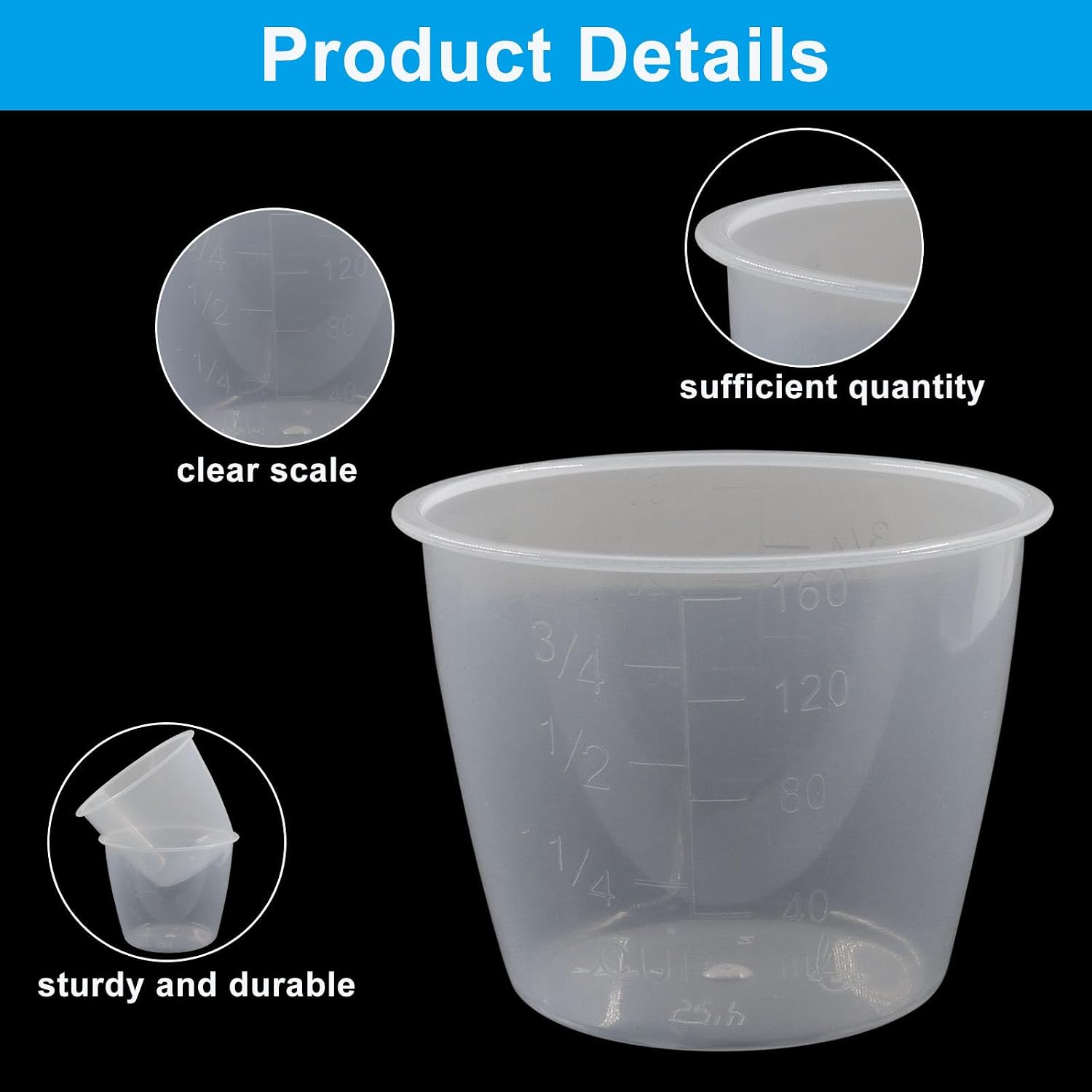 3-Piece 160ml Plastic Transparent Rice Measuring Cup Set