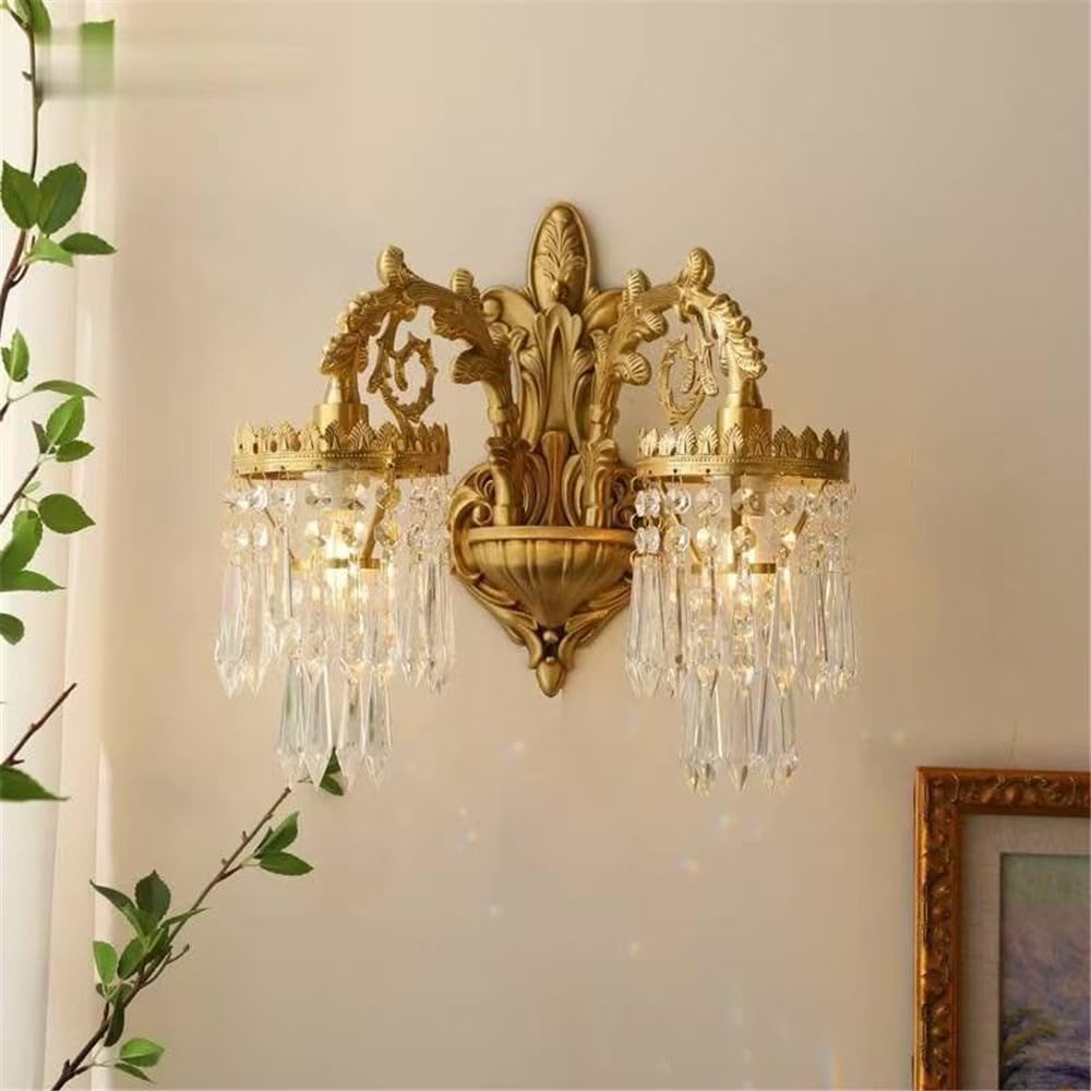 SXECAEPS Brass Wall Lamp LED - American Retro Style for Living Room, Bedroom, Aisle and Corridor Lighting