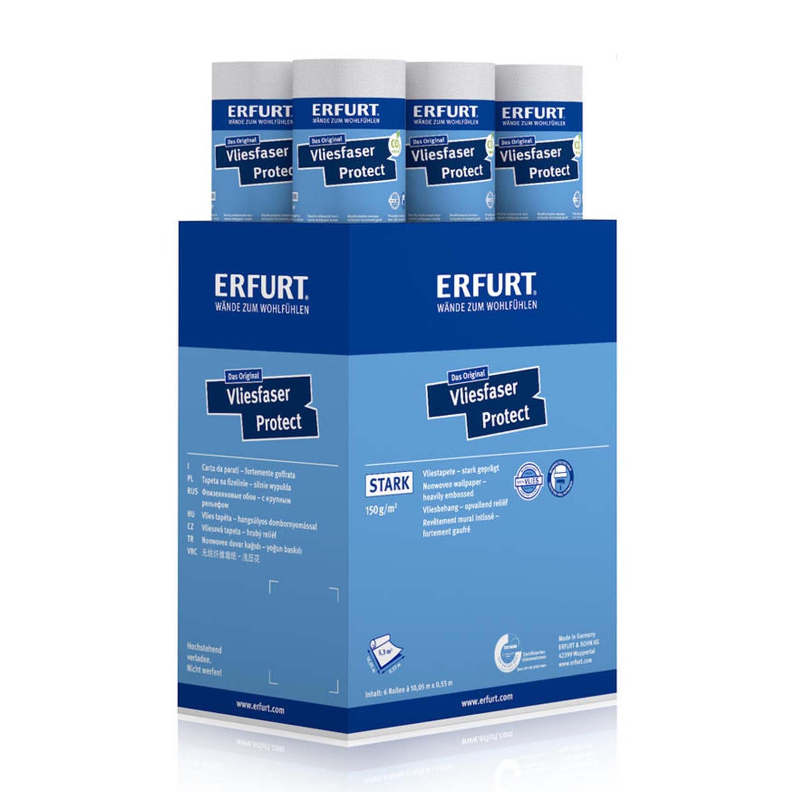 Erfurt Vliesfaser Protect 210 Vliestapete 10.05X0.53 Strukturtapete 6 Rollen 1004318