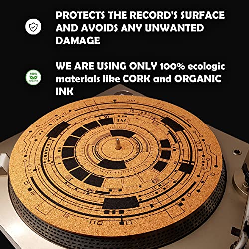 Tazstudio Premium Slipmat - Cork Turntable Mat [4Mm Thick] For Better Sound Support On Vinyl Lp Record Player - Cork Mat Original Geometric Design Psychedelic Geometric Analog Art #TOP3