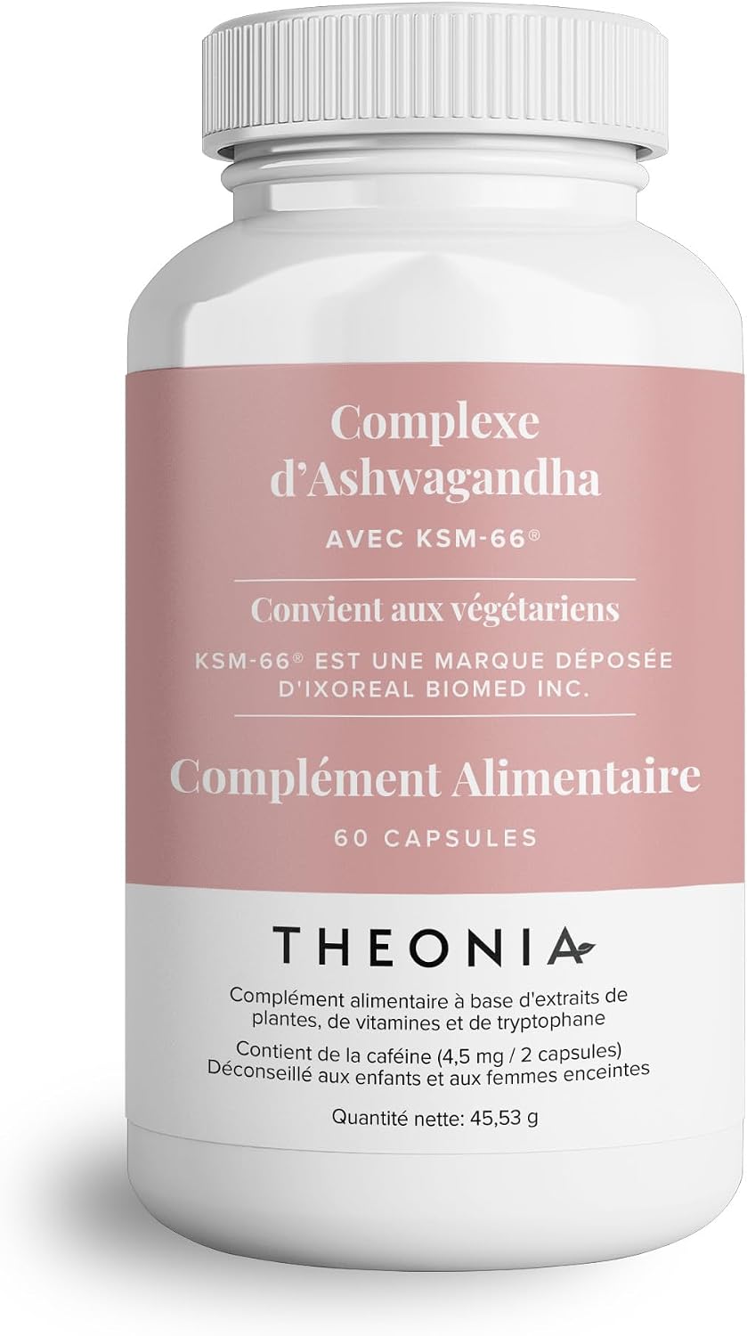 Theonia Ashwagandha Complex 9000mg KSM-66 High Strength Supplement for Mood and Energy, Anxiety, Stress – Natural – 60 Capsules, Non-GMO, Vegan