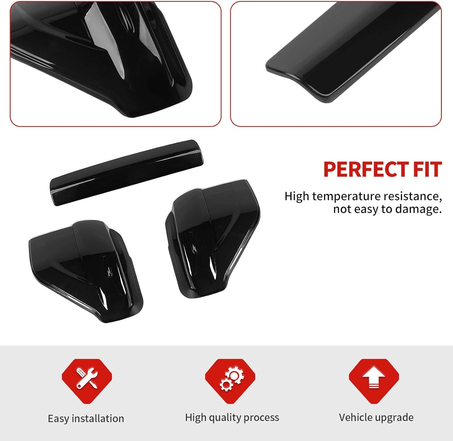 Jimen Fit for Toyota 4Runner 2014-2024, 3PCS Third Brake Light Trim & Smoked Tail Light Cover
