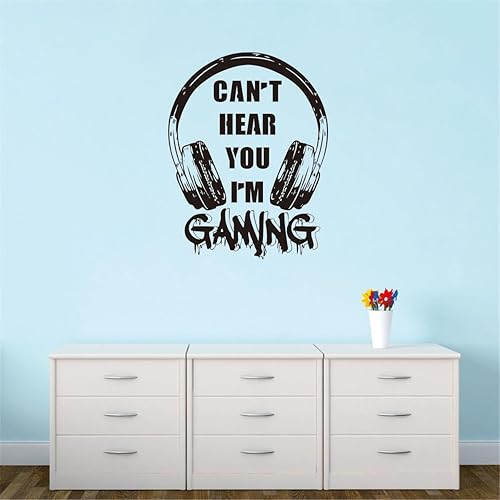 Miniatura 1 de Experiencia de juego: calcomanía de pared con texto en inglés «Can't Hear You, I'm Gaming», arte de vinilo para decoración de sala de juegos,