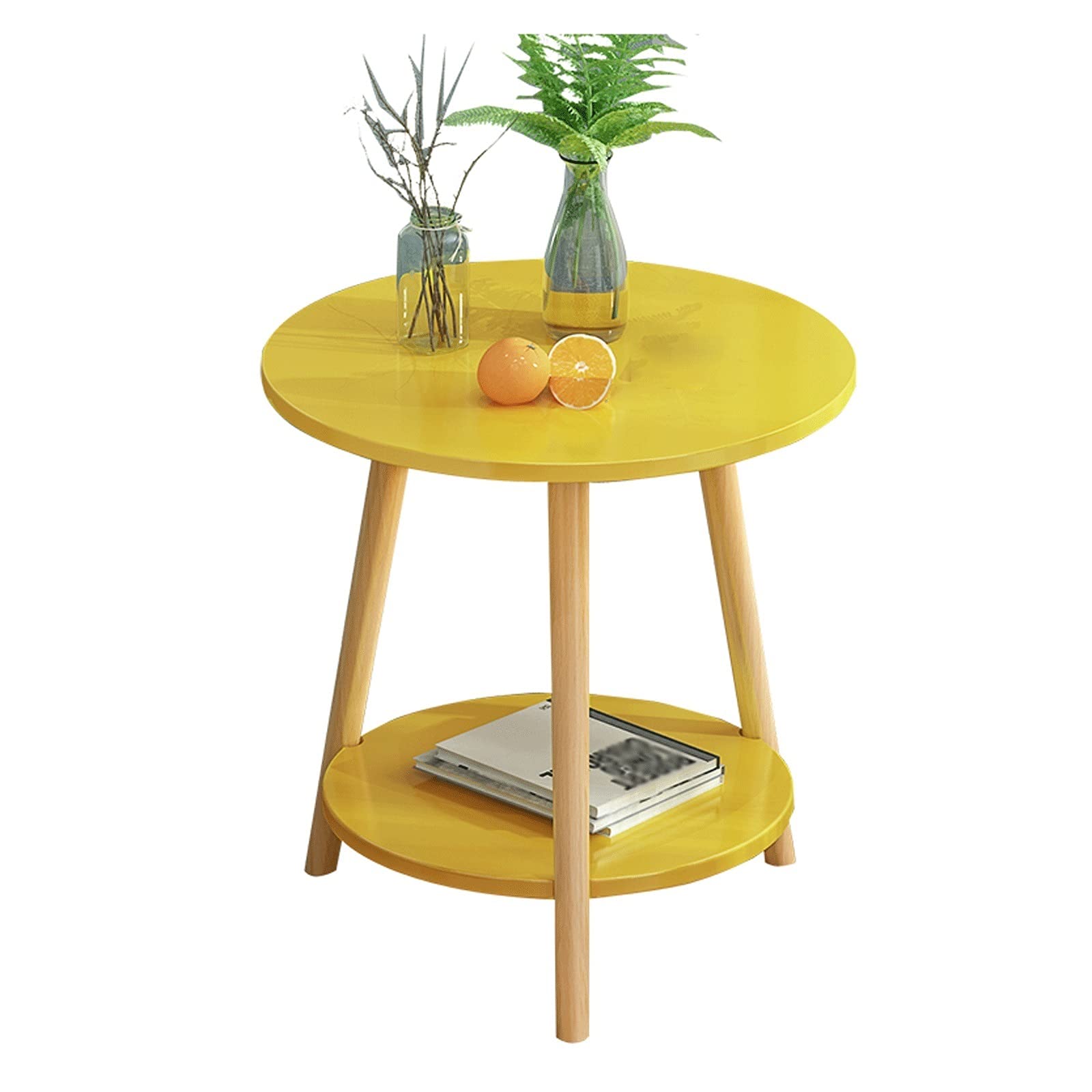Table basse moderne minimaliste à deux étages TUSUOD jaune pour salon et chambre