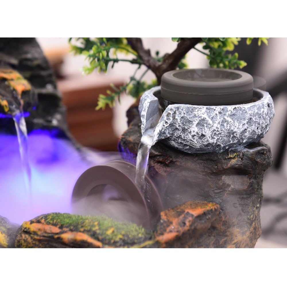 Fuente para Interiores Fuente de Cascada de Flujo automático Prosperity Mountain for Negocios y decoración del hogar Cascada Fuente