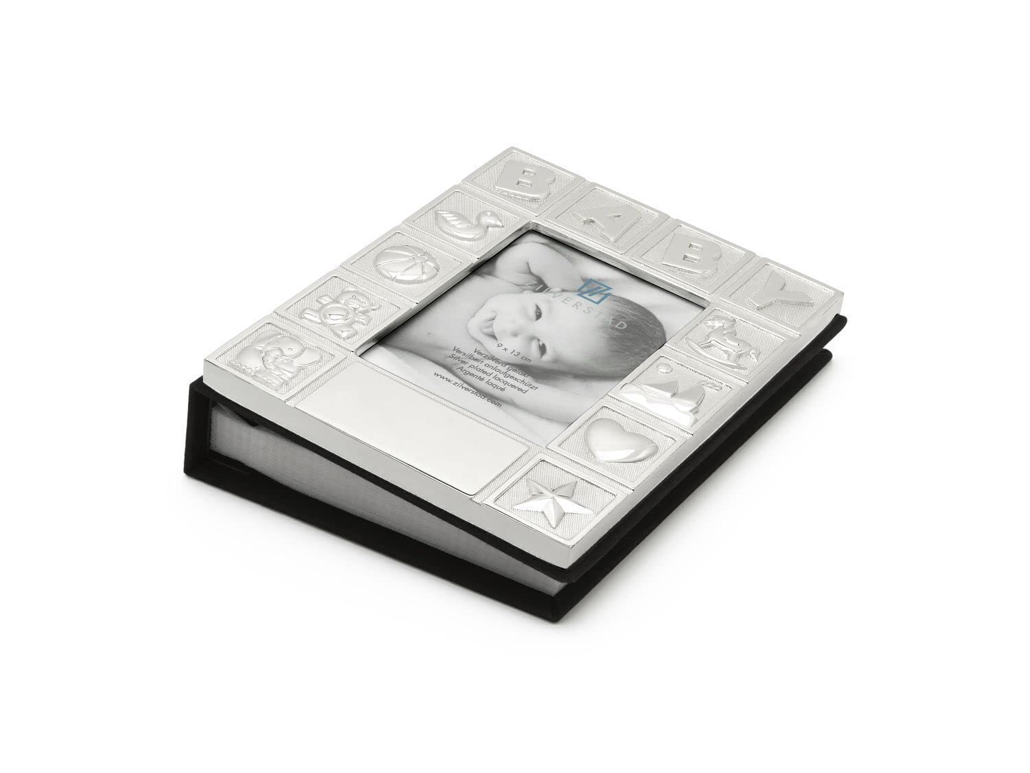 Designerski album fotograficzny dla niemowląt, posrebrzany, zabezpieczony przed nalotem, książka z ramką na zdjęcia, album na 70 zdjęć, album do wkładania 10 x 15 cm, z okazji chrztu