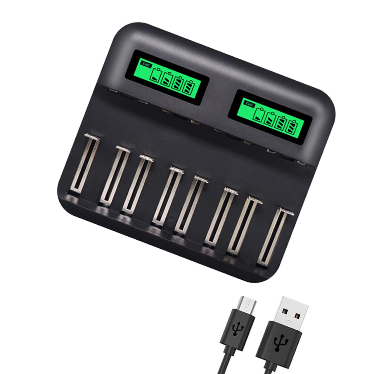 Veemoon 8 Cargador batería Snap n Charge Carga rápida Cargador Pilas AA/AAA/C/D Cargador múltiple Cargadores USB Cargador USB Cargador baterias Recargable, HHKHXYC26C7W44997F314CG1G | Plástico, Protección contra Sobrevoltaje, Opciones de Carga Múltiple, 8