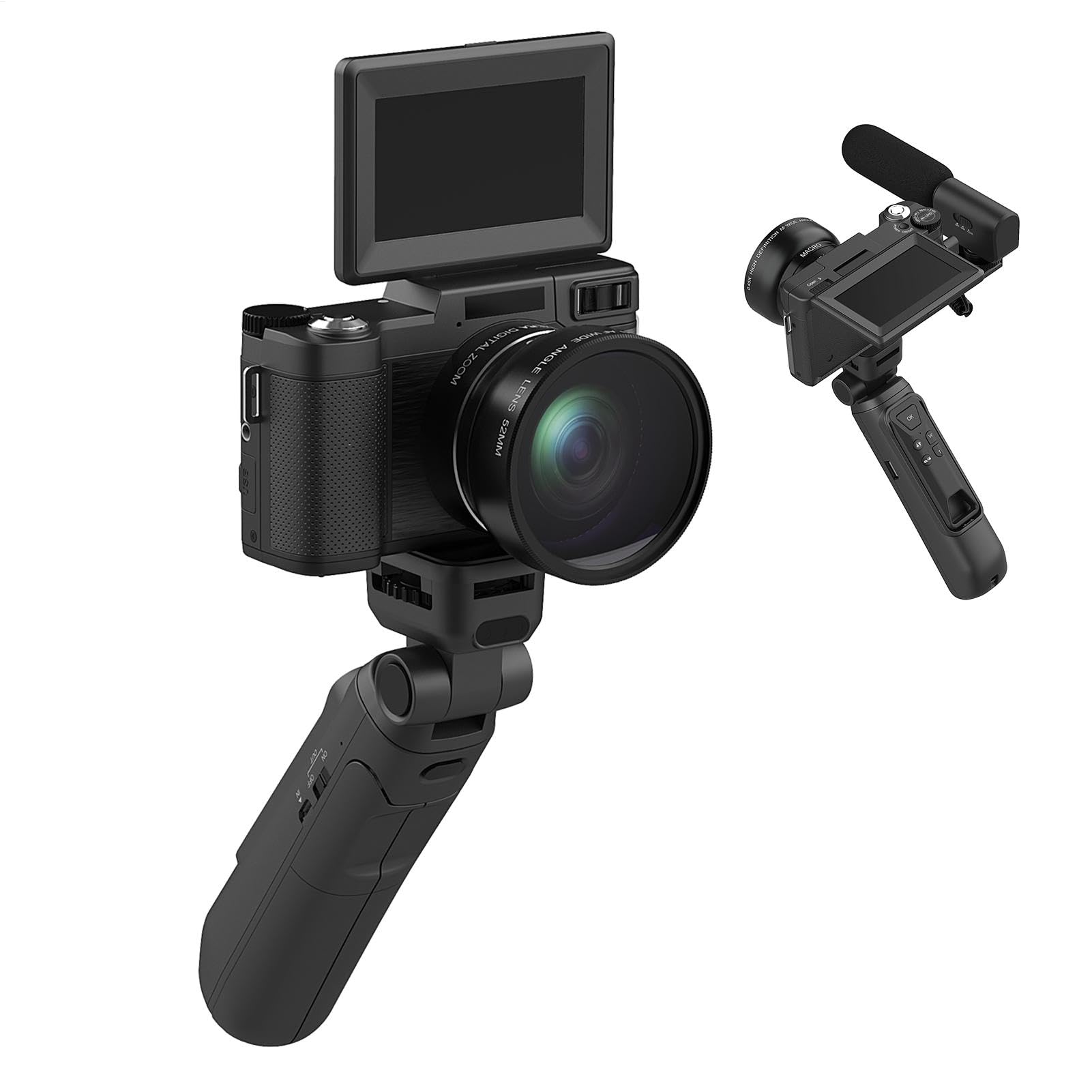 Kamera 4K Ultra HD, aparat 4K do fotografii Komputerowe vloggowanie aparatu | Zamień ekran dotykowy, rejestrator wideo przeciw Shake, zdalne sterowanie, urządzenia do przesyłania strumie