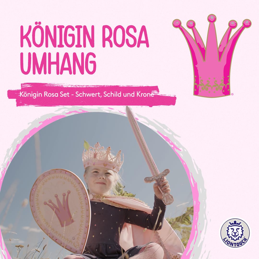 Liontouch 25102 Queen Cape, Queen Rosa / Umhang Elfenprinzessin | Königlicher Umhang für Prinzessinnen, Märchen-Abenteuer, Rollenspiele und Kostümspaß